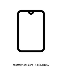 Mobile phone icon , vector emblem isolated , smartphone concept lineart glyph illustration , gadget design outline solid background white