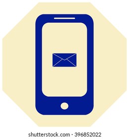 Mobile phone icon with vector envelope icon