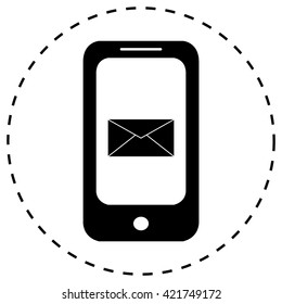 Mobile phone icon with vector envelope icon