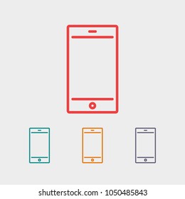 Mobile phone icon vector illustration. Linear symbol with thin outline. The thickness is edited. Minimalist style.