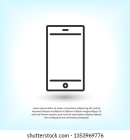 Mobile phone icon vector illustration. Linear symbol with thin outline. The thickness is edited. Minimalist style.