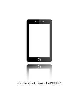 Mobile phone icon. vector illustration with soft shadow on a gray background 
