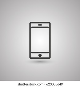 Mobile phone icon vector illustration. Linear symbol with thin outline. The thickness is edited. Minimalist style.