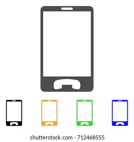 Mobile Phone icon. Vector illustration style is a flat iconic mobile phone symbol with black, gray, green, blue, yellow color versions. Designed for web and software interfaces.