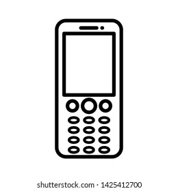 Mobile phone icon vector, line art outline style of smartphone symbol, simple linear cellphone pictogram isolated on white