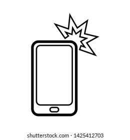 Mobile phone icon vector, line art outline style of smartphone symbol, simple linear cellphone pictogram isolated on white