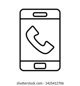 Mobile phone icon vector, line art outline style of smartphone symbol, simple linear cellphone pictogram isolated on white