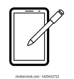 Mobile phone icon vector, line art outline style of smartphone symbol, simple linear cellphone pictogram isolated on white