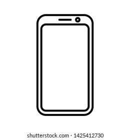 Mobile phone icon vector, line art outline style of smartphone symbol, simple linear cellphone pictogram isolated on white