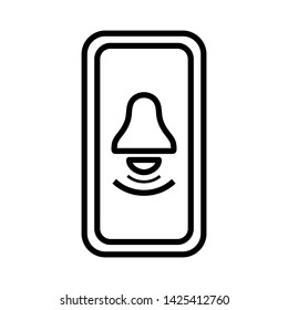 Mobile phone icon vector, line art outline style of smartphone symbol, simple linear cellphone pictogram isolated on white