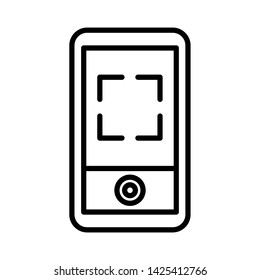 Mobile phone icon vector, line art outline style of smartphone symbol, simple linear cellphone pictogram isolated on white