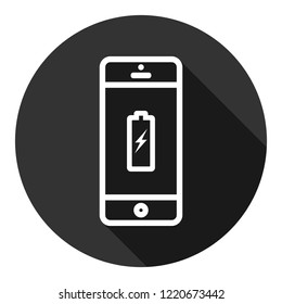 Mobile phone icon. Phone vector sign. EPS 10 flat symbol. Round icon with shadow.