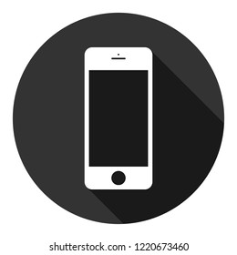 Mobile phone icon. Phone vector sign. EPS 10 flat symbol. Round icon with shadow.