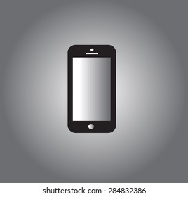 Mobile phone icon vector silver and black design. 