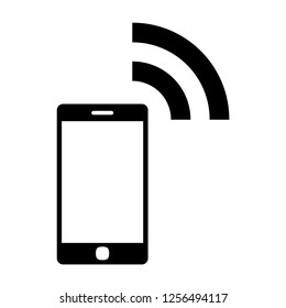 Mobile phone icon vector with wifi sign