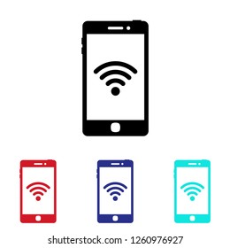 Mobile phone icon vector. Wifi