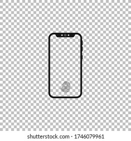 Mobile phone icon.Phone and fingerprint vector illustration.Cell symbol,smartphone new generation tecnology