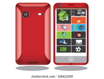 Mobile phone with icons.