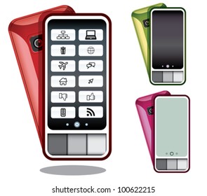 Mobile phone with icons.