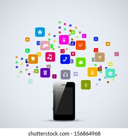 mobile phone with icons