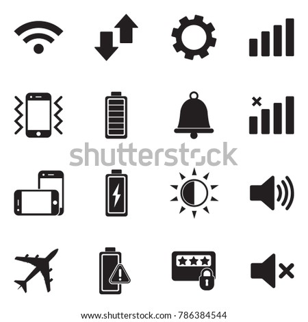 Mobile Phone Icons. Black Flat Design. Vector Illustration. 