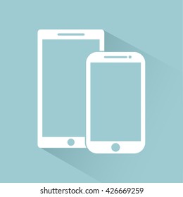 mobile phone icons flat style, template with shadow on a light background ,stylish vector illustration, eps10