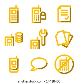 Mobile phone icons, gold contour series