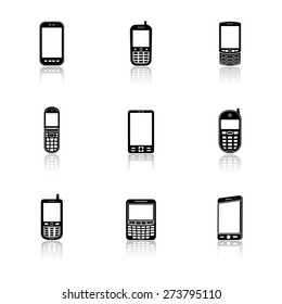Mobile phone icons with reflection