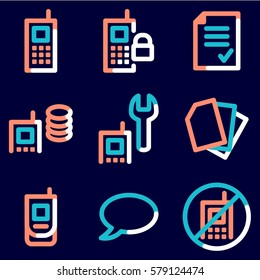 Mobile phone icons set 1, colour contour series