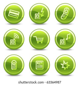 Symbole für Mobiltelefone setzen 1, Glossar-Knöpfe für grüne Kreise