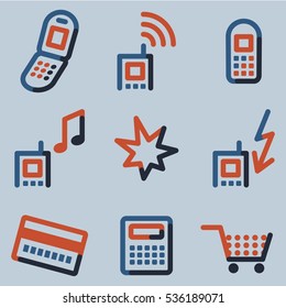 Iconos de teléfono móvil conjunto 2, serie de contorno de color