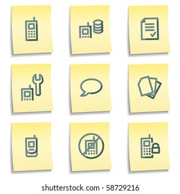 Mobile phone icons set 2, yellow notes series