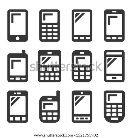 Mobile Phone Icons Set on White Background. Vector