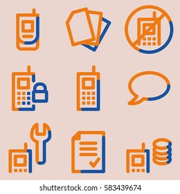 Mobile phone  icons set, signs for infographics, web, presentation