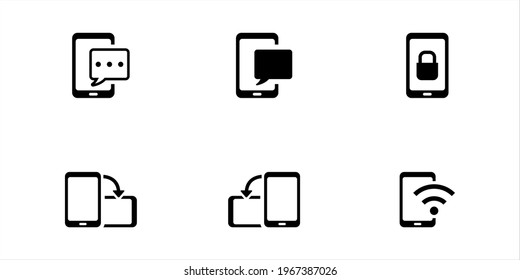 Mobile phone icons set vector graphic illustration