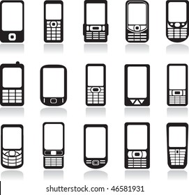 Mobile phone icons set. Vector