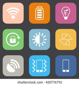 Mobile phone icons set.Flat color style.