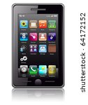 Mobile phone with icons, smartphone original design, vector.