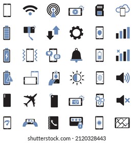 Mobile Phone Icons. Two Tone Flat Design. Vector Illustration.