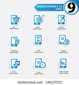 Mobile phone icons,Blue version,vector