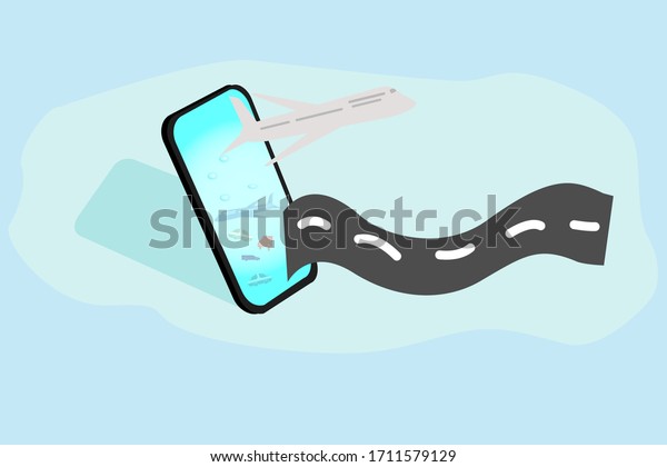 Mobile phone\
illustration About tourism and\
travel