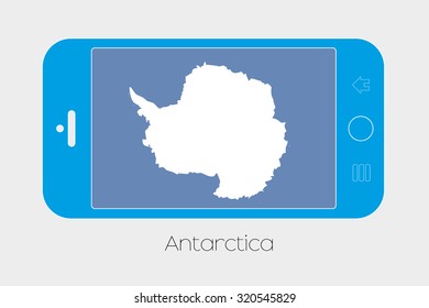 Mobile Phone Illustration with the Flag of Antartica