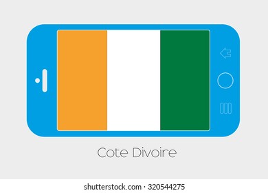 Mobile Phone Illustration with the Flag of Cote DIvoire