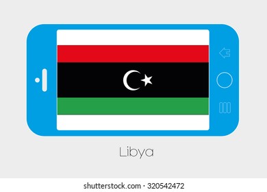 Mobile Phone Illustration with the Flag of Libya-46