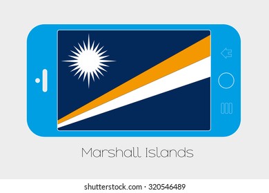 Mobile Phone Illustration with the Flag of Marshall Islands