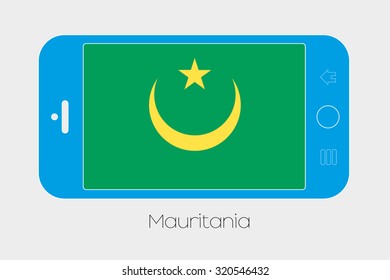 Mobile Phone Illustration with the Flag of Mauritania