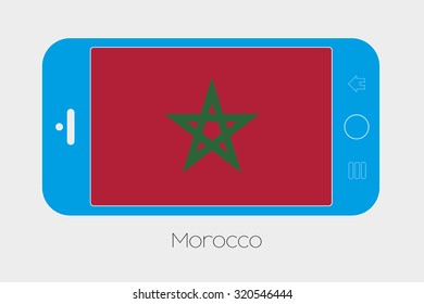 Mobile Phone Illustration with the Flag of Morocco