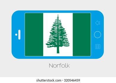 Mobile Phone Illustration with the Flag of Norfolk