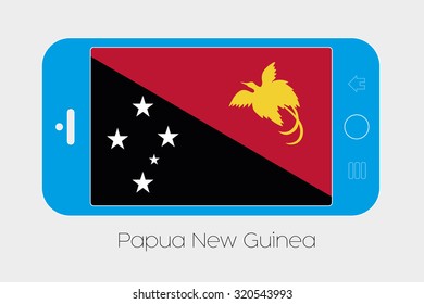 Mobile Phone Illustration with the Flag of Papua New Guinea