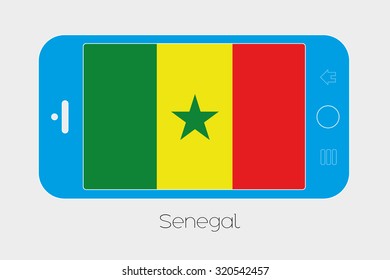 Mobile Phone Illustration with the Flag of Senegal